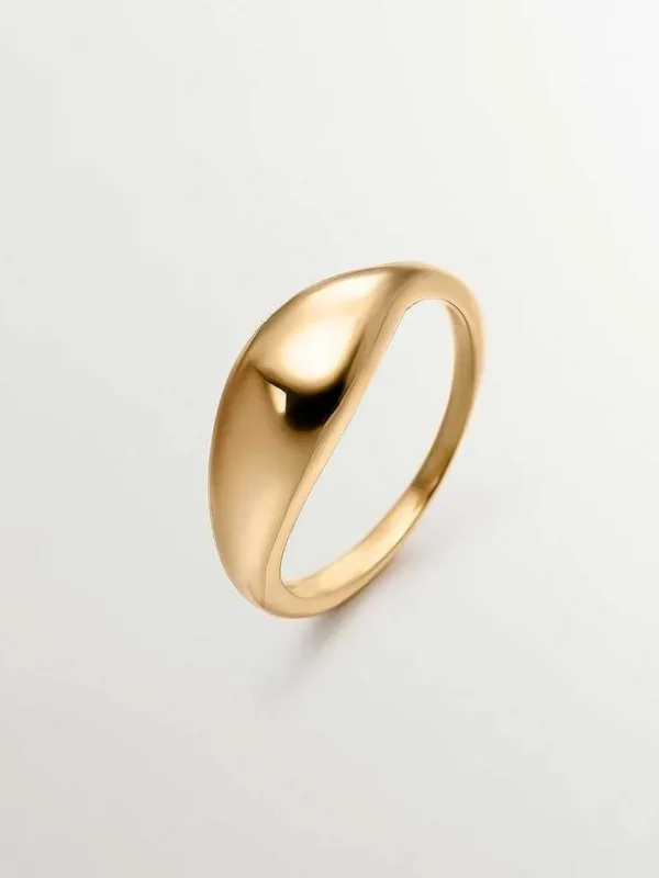 Anillos De Plata-Aristocrazy Anillo Abombado De Plata 925 Banada En Oro Amarillo De 18K