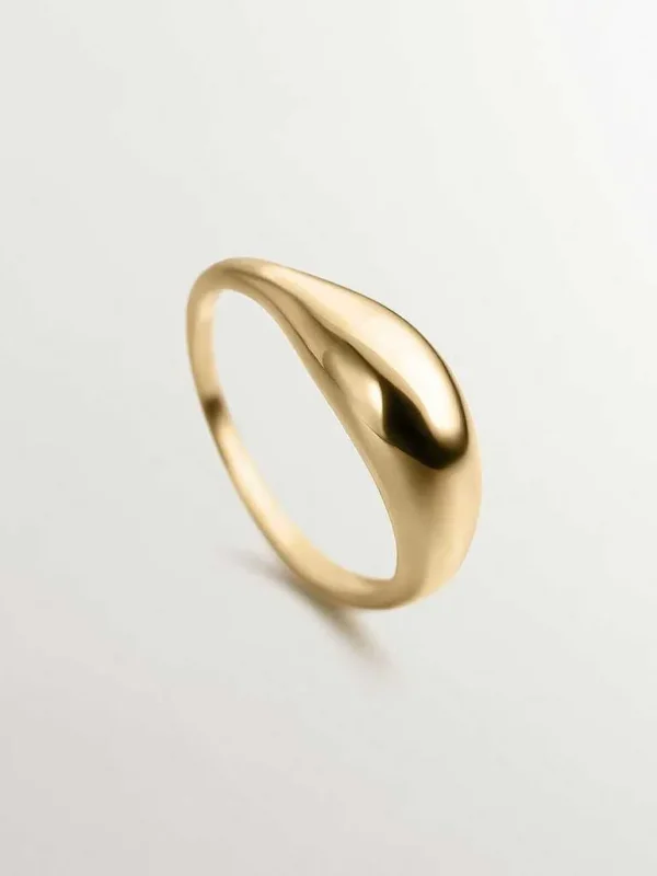 Anillos De Plata-Aristocrazy Anillo Abombado De Plata 925 Banada En Oro Amarillo De 18K