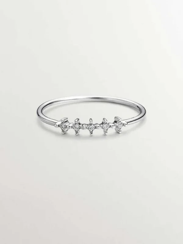 Anillos De Compromiso-Aristocrazy Anillo Cinquillo De Oro Blanco De 18K Con Diamantes 0,025 Cts