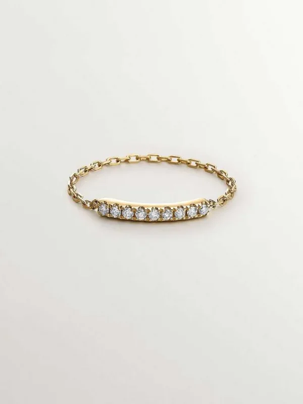 Anillos Con Diamantes-Aristocrazy Anillo De Cadena De Oro Amarillo De 18K Con Diamantes