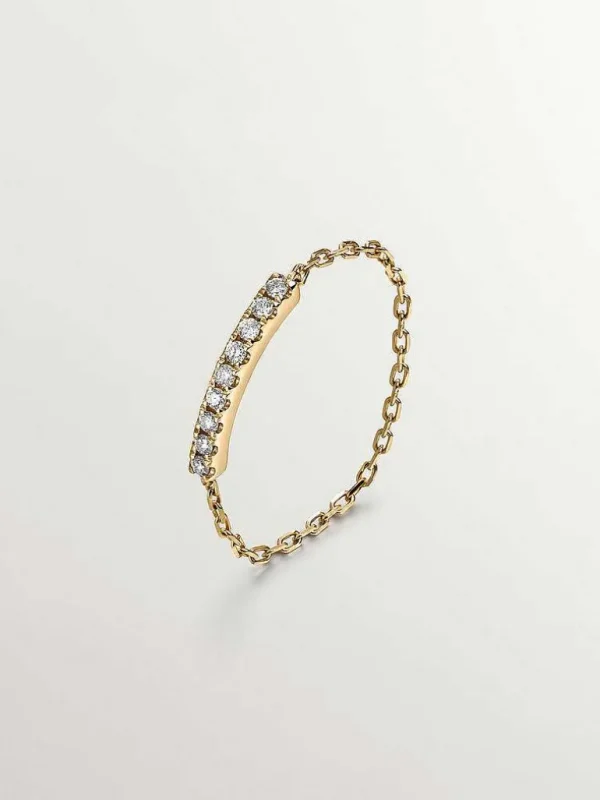 Anillos Con Diamantes-Aristocrazy Anillo De Cadena De Oro Amarillo De 18K Con Diamantes