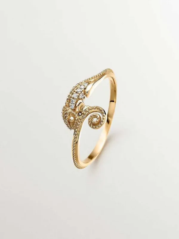 Anillos Con Diamantes-Aristocrazy Anillo De Oro Amarillo De 18K Con Camaleon Y Diamantes