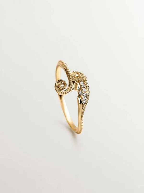 Anillos Con Diamantes-Aristocrazy Anillo De Oro Amarillo De 18K Con Camaleon Y Diamantes