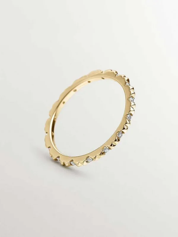 Anillos Con Diamantes-Aristocrazy Anillo De Oro Amarillo De 18K Con Diamantes Blancos