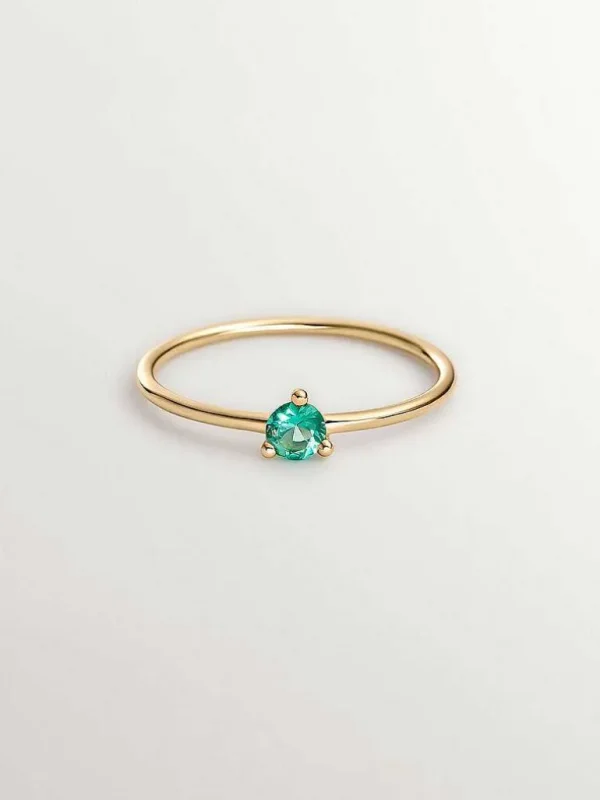 Anillos De Compromiso-Aristocrazy Anillo De Oro Amarillo De 9K Con Esmeralda Verde