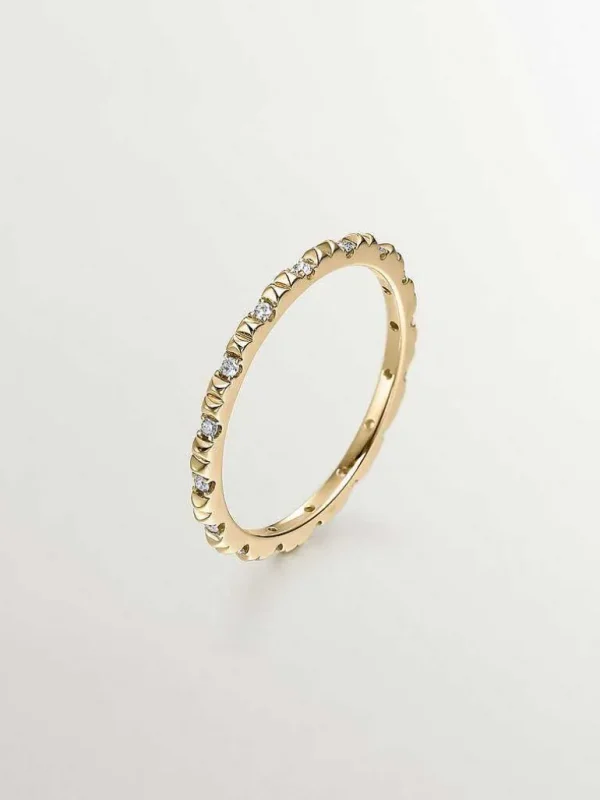 Anillos Con Diamantes-Aristocrazy Anillo De Oro Amarillo De 18K Con Diamantes Blancos