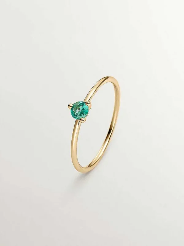 Anillos De Compromiso-Aristocrazy Anillo De Oro Amarillo De 9K Con Esmeralda Verde