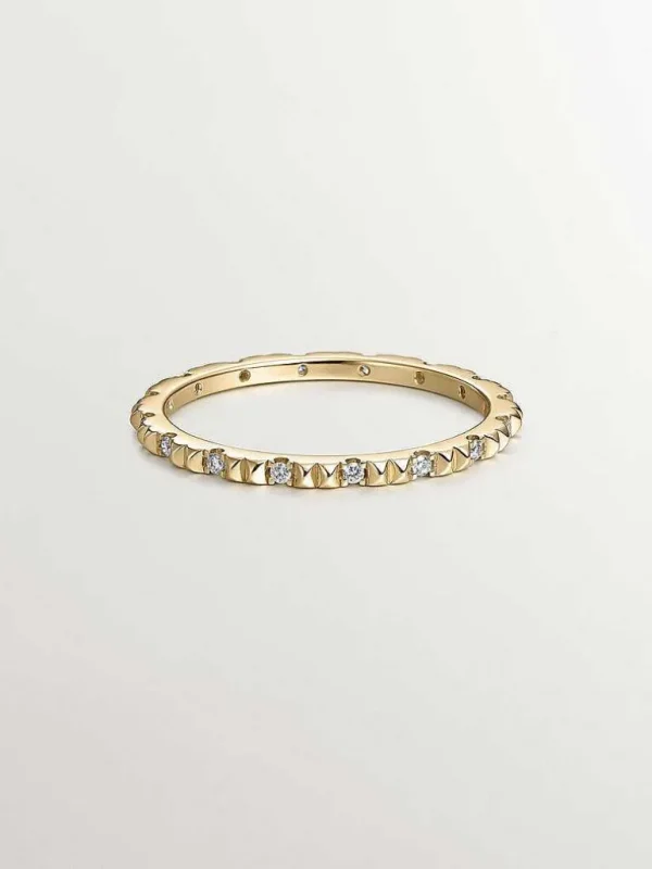 Anillos Con Diamantes-Aristocrazy Anillo De Oro Amarillo De 18K Con Diamantes Blancos