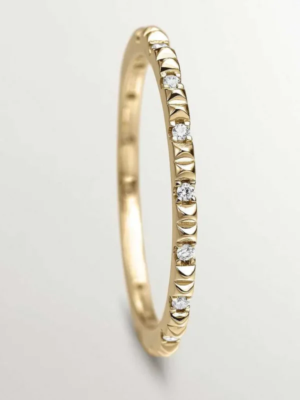 Anillos Con Diamantes-Aristocrazy Anillo De Oro Amarillo De 18K Con Diamantes Blancos