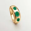 Anillos De Plata-Aristocrazy Anillo De Plata 925 Banada En Oro Amarillo De 18K Con Calcedonia Verde