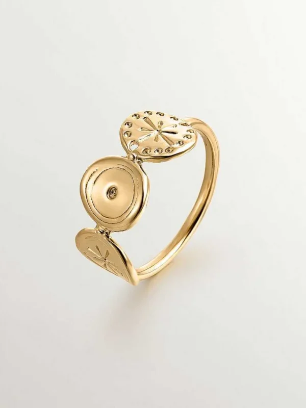 Anillos De Plata-Aristocrazy Anillo De Plata 925 Banada En Oro Amarillo De 18K Con Motivos Etnicos