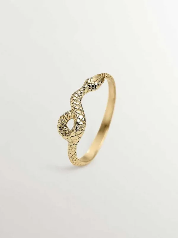 Anillos De Plata-Aristocrazy Anillo De Plata 925 Banada En Oro Amarillo De 18K Con Forma De Serpiente