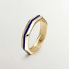 Anillos De Plata-Aristocrazy Anillo De Plata 925 Banada En Oro Amarillo De 18K Con Acabado Geometrico Y Esmalte Azul