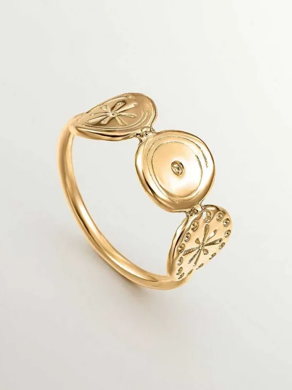 Anillos De Plata-Aristocrazy Anillo De Plata 925 Banada En Oro Amarillo De 18K Con Motivos Etnicos