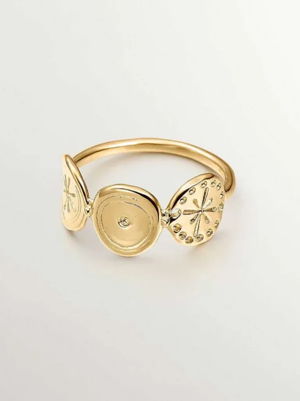 Anillos De Plata-Aristocrazy Anillo De Plata 925 Banada En Oro Amarillo De 18K Con Motivos Etnicos