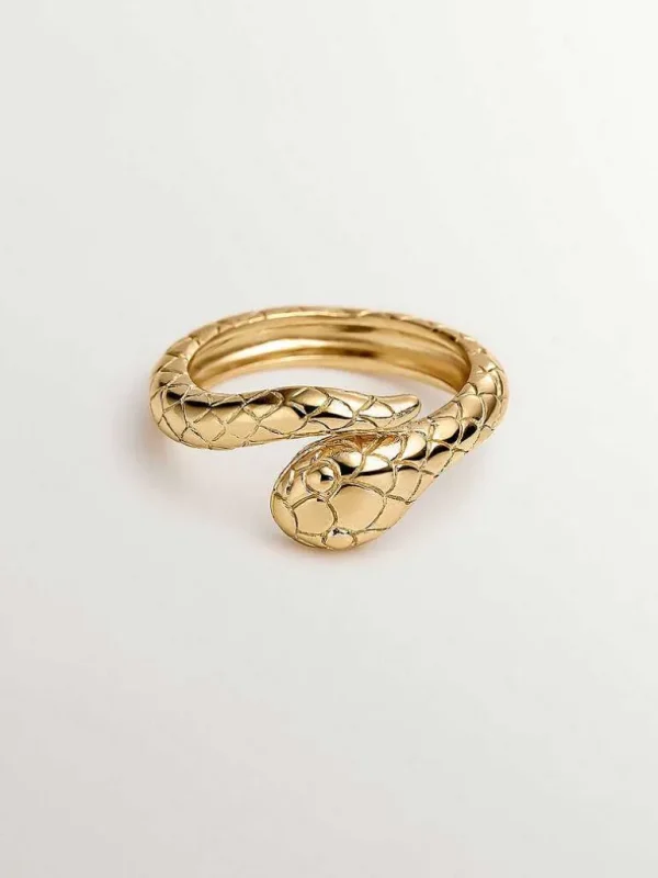 Anillos De Plata-Aristocrazy Anillo De Plata 925 Banada En Oro Amarillo De 18K Con Forma De Serpiente