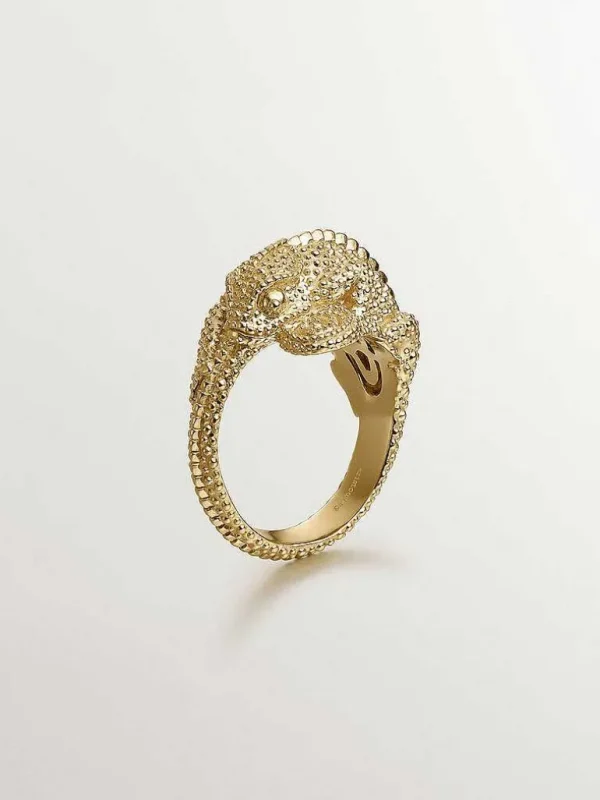 Anillos De Plata-Aristocrazy Anillo De Plata 925 Banada En Oro Amarillo De 18K Con Camaleon Pequeno