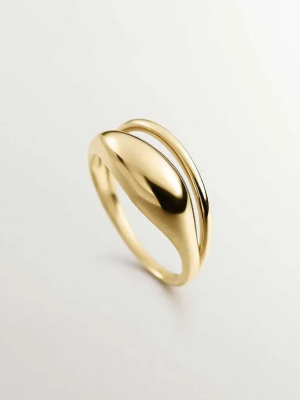 Anillos De Plata-Aristocrazy Anillo Doble De Plata 925 Banada En Oro Amarillo De 18K