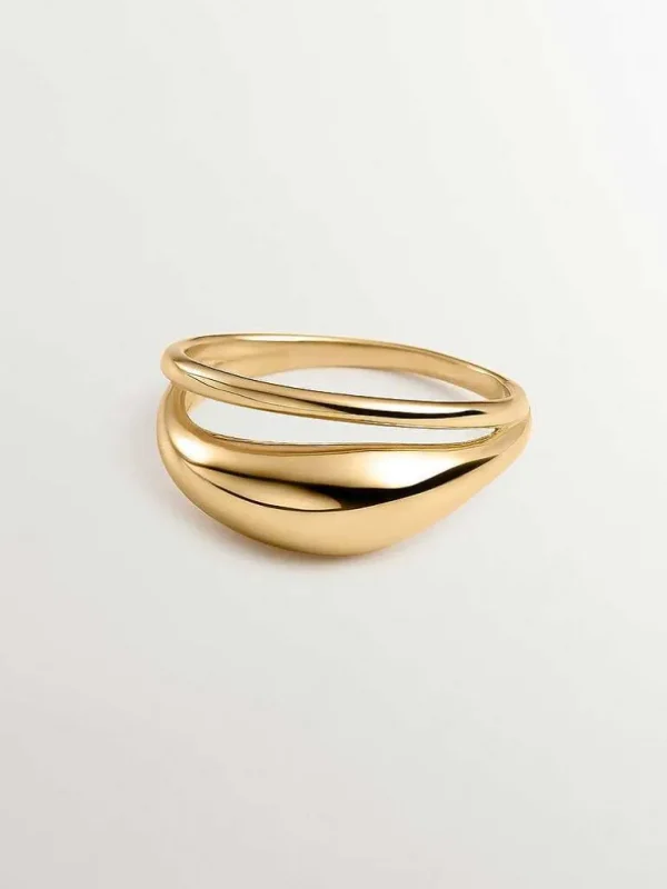 Anillos De Plata-Aristocrazy Anillo Doble De Plata 925 Banada En Oro Amarillo De 18K