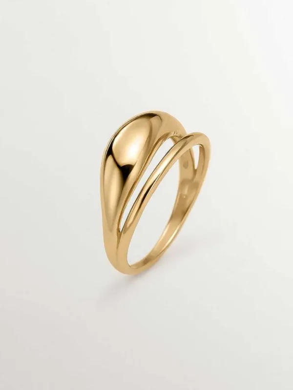 Anillos De Plata-Aristocrazy Anillo Doble De Plata 925 Banada En Oro Amarillo De 18K