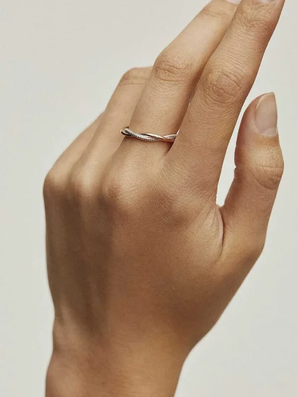 Anillos De Plata-Aristocrazy Anillo Doble Trenzado De Plata 925 Banada En Oro Rosa De 18K