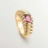 Anillos De Plata-Aristocrazy Anillo Gallonado De Plata 925 Banada En Oro Amarillo De 18K Con Rodolita Rosa