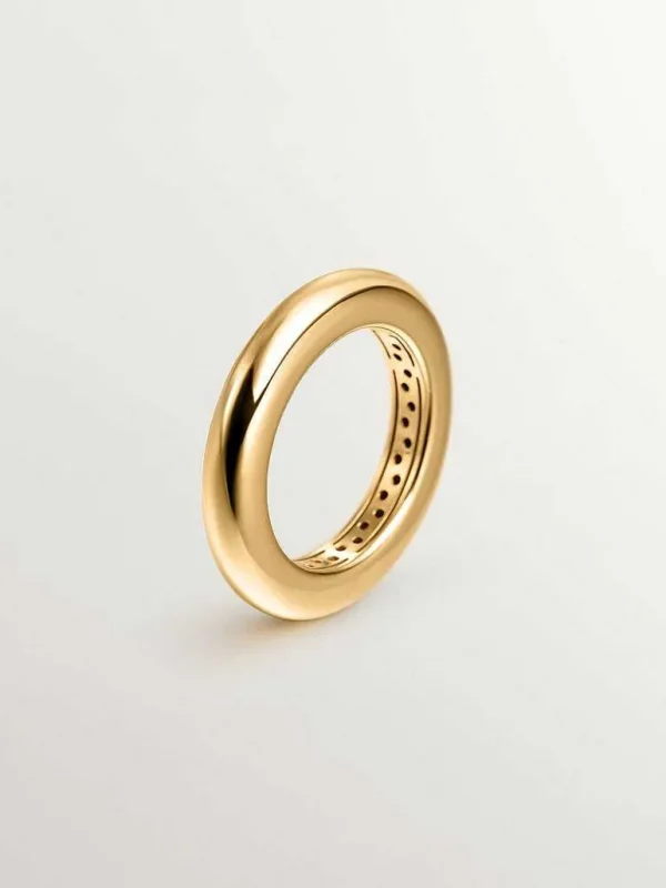 Anillos De Plata-Aristocrazy Anillo Grueso De Plata 925 Banada En Oro Amarillo De 18K