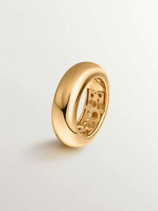 Anillos De Plata-Aristocrazy Anillo Grueso De Plata 925 Banada En Oro Amarillo De 18K