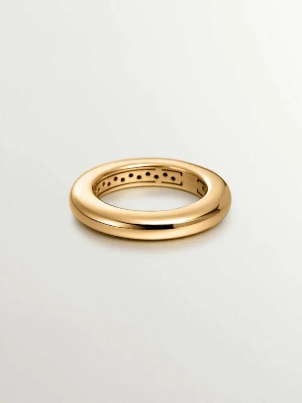 Anillos De Plata-Aristocrazy Anillo Grueso De Plata 925 Banada En Oro Amarillo De 18K