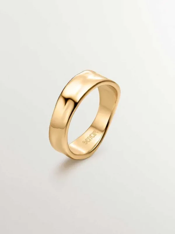 Anillos De Plata-Aristocrazy Anillo Irregular De Plata 925 Banada En Oro Amarillo De 18K