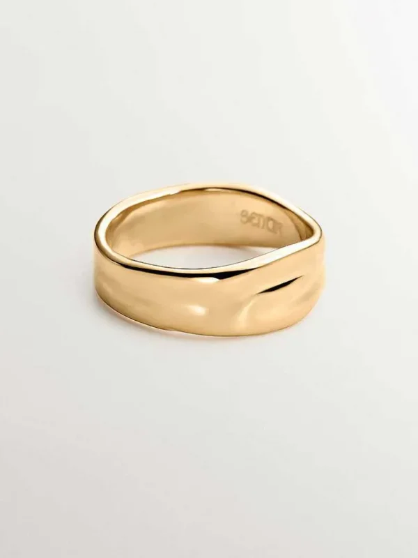 Anillos De Plata-Aristocrazy Anillo Irregular De Plata 925 Banada En Oro Amarillo De 18K