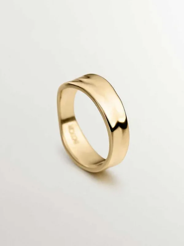 Anillos De Plata-Aristocrazy Anillo Irregular De Plata 925 Banada En Oro Amarillo De 18K