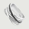 Anillos De Plata-Aristocrazy Anillo Multibrazo De Plata 925 Con Topacios Blancos Y Espinelas Negras