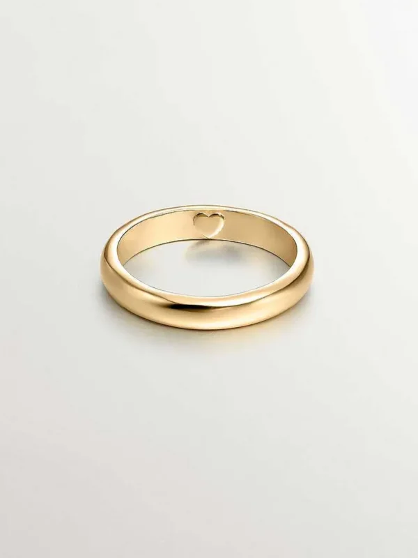 Anillos De Plata-Aristocrazy Anillo Tipo Alianza De Plata 925 Banada En Oro Amarillo De 18K Con Corazon Interior