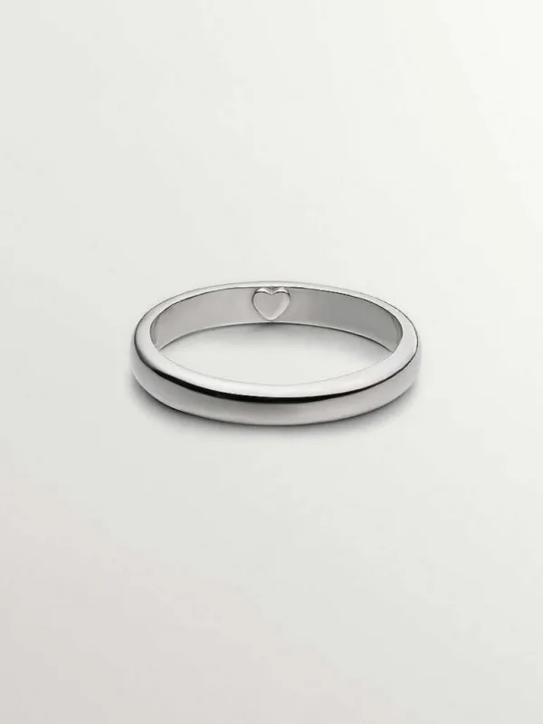 Anillos De Plata-Aristocrazy Anillo Tipo Alianza De Plata 925 Con Corazon Interior