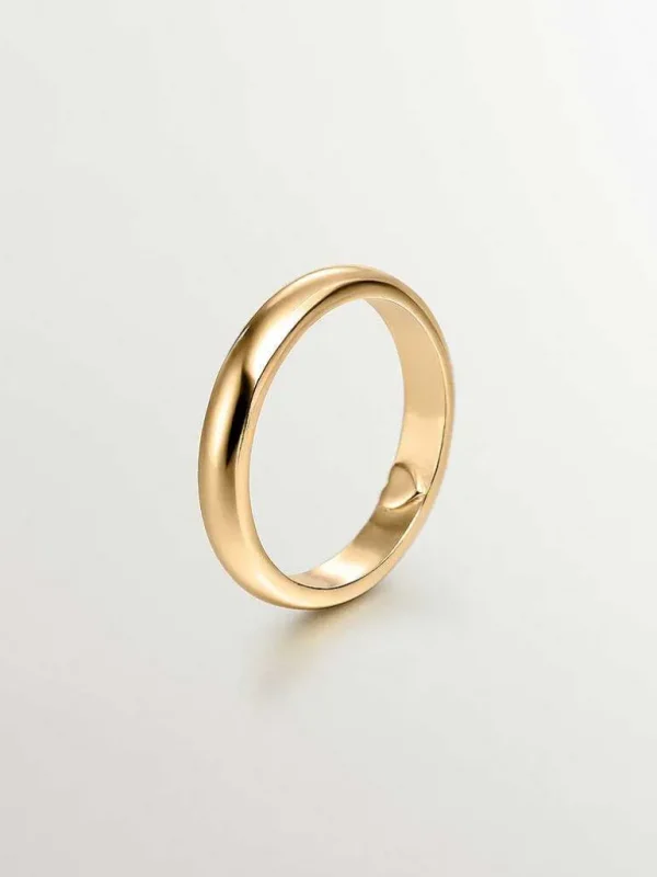 Anillos De Plata-Aristocrazy Anillo Tipo Alianza De Plata 925 Banada En Oro Amarillo De 18K Con Corazon Interior