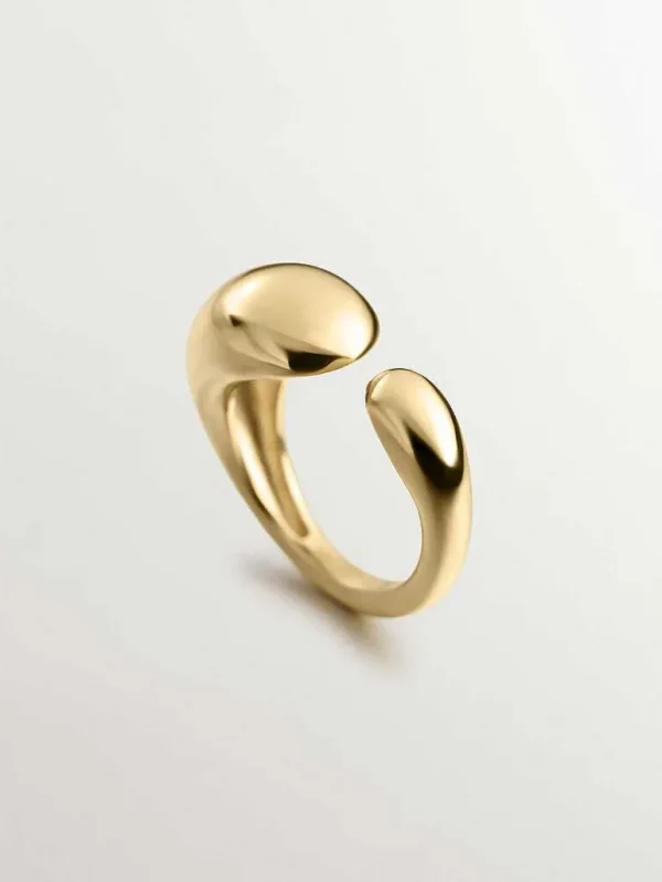 Anillos De Plata-Aristocrazy Anillo Tu Y Yo De Plata 925 Banada En Oro Amarillo De 18K Con Forma Abombada