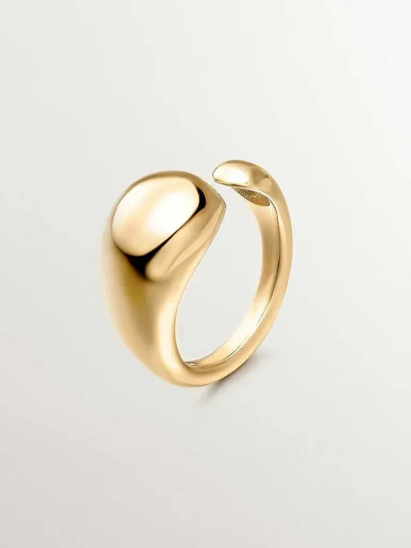 Anillos De Plata-Aristocrazy Anillo Tu Y Yo De Plata 925 Banada En Oro Amarillo De 18K Con Forma Abombada