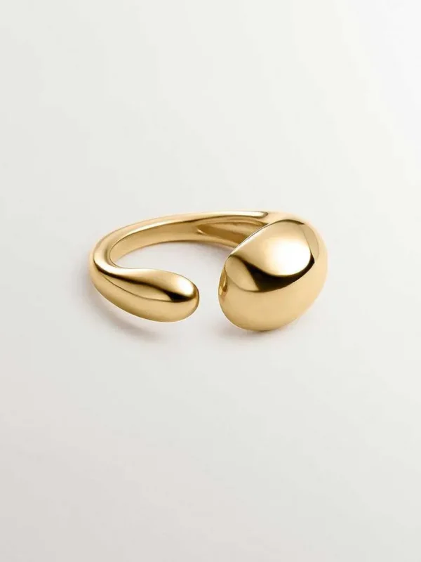 Anillos De Plata-Aristocrazy Anillo Tu Y Yo De Plata 925 Banada En Oro Amarillo De 18K Con Forma Abombada