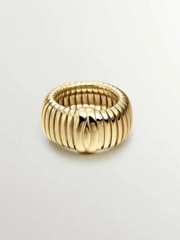 Anillos De Plata-Aristocrazy Anillo Tubogas De Plata 925 Banada En Oro Amarillo De 18K