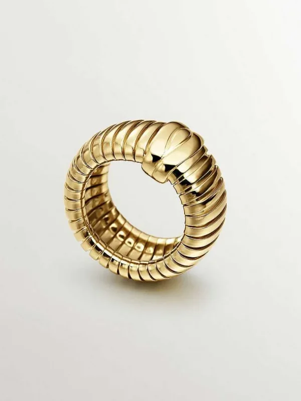 Anillos De Plata-Aristocrazy Anillo Tubogas De Plata 925 Banada En Oro Amarillo De 18K