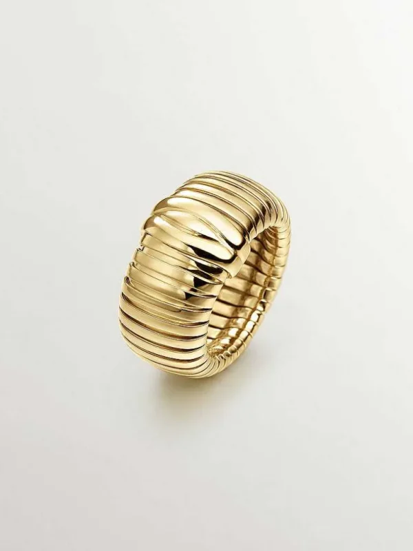 Anillos De Plata-Aristocrazy Anillo Tubogas De Plata 925 Banada En Oro Amarillo De 18K