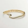 Brazaletes Y Pulseras Rígidas-Aristocrazy Brazalete De Plata 925 Banada En Oro Amarillo De 18K Con Forma De Serpiente, Topacios Y Zafiros Blancos