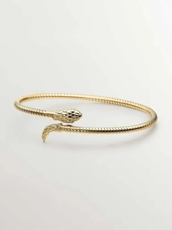 Brazaletes Y Pulseras Rígidas-Aristocrazy Brazalete De Plata 925 Banada En Oro Amarillo De 18K Con Forma De Serpiente