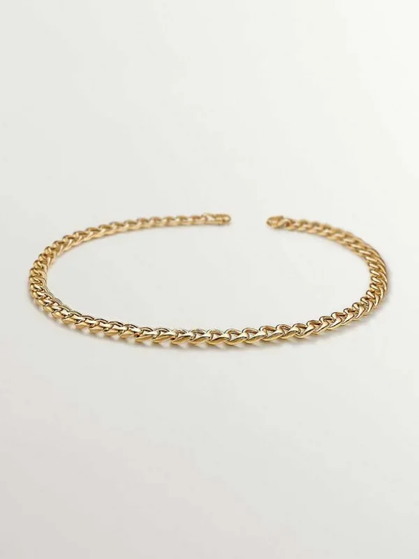 Cadenas-Aristocrazy Cadena De Eslabones Barbados De Plata 925 Banada En Oro Amarillo De 18K