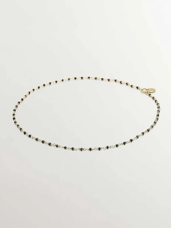 Joyas Personalizadas-Aristocrazy Cadena De Plata 925 Banada En Oro Amarillo 18K Con Espinelas Negras