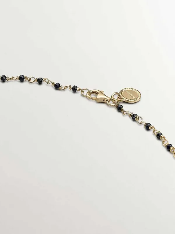 Joyas Personalizadas-Aristocrazy Cadena De Plata 925 Banada En Oro Amarillo 18K Con Espinelas Negras