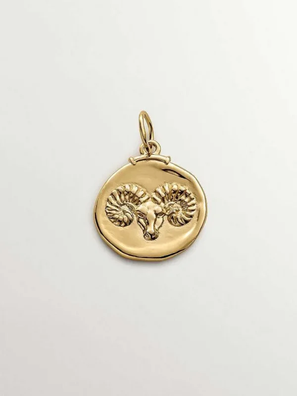 Charms De Horóscopo-Aristocrazy Charm Aries De Plata 925 Banada En Oro Amarillo De 18K