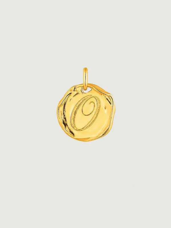 Conectores-Aristocrazy Charm Artesanal De Plata 925 Banada En Oro Amarillo De 18K Con Inicial O