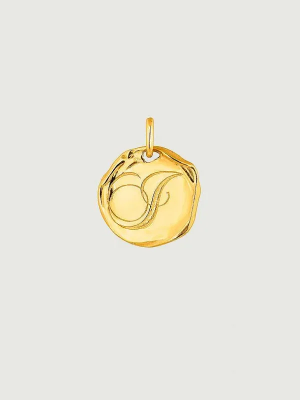 Charms De Letras-Aristocrazy Charm Artesanal De Plata 925 Banada En Oro Amarillo De 18K Con Inicial J